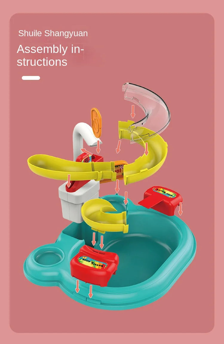 Kinder Puzzle Pretend Spielen Spielzeug Geschirr Becken Spielzeug Geschenk Küche Interaktives Spielzeug 2-in-1 Rutsche Angeln Montessori Spielzeug