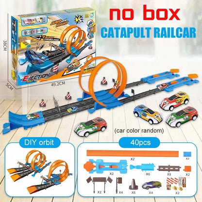 Stunt Geschwindigkeit Doppel Auto Räder Modell Spielzeug Für Kinder Racing Track Diy Montiert Schiene Kits Pädagogisches Interaktive Junge Kinder Spielzeug