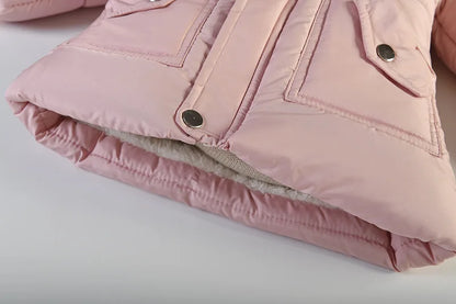 Winter Mädchen Jacke Futter Plus Samt Dicke Warm Halten Hülse Drucken Mit Kapuze Lange Stil Mäntel Für 4-6Y Kinder Baumwolle Schnee kleidung