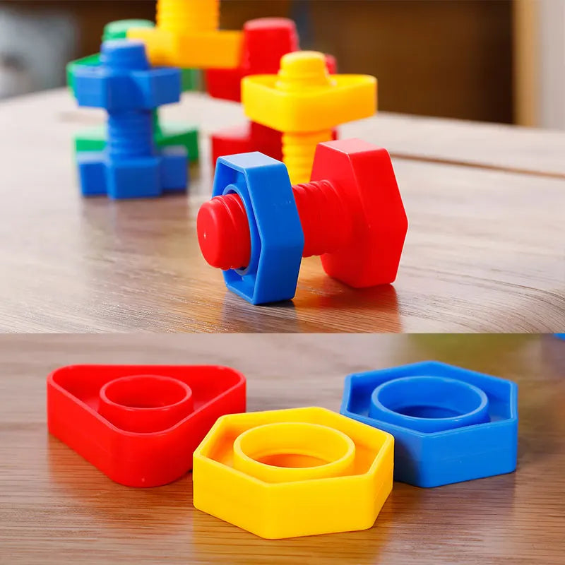 Schraub- & Steckspiel Lernspielzeug – Bunte Formen & Farben