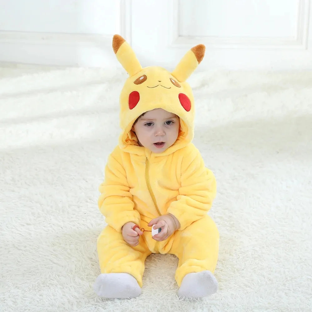 Miniso Pikachu Baby Overall Niedlicher Snorlax Strampler Kleinkind Säugling Neugeborenen Body Kinder Cosplay Winter Kapuzen Outfits