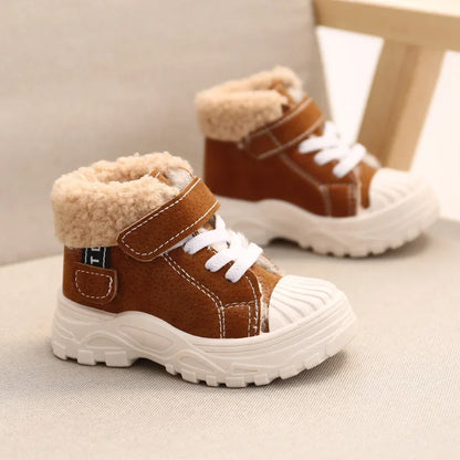 2021 kinder Warme Stiefel Winter Neue Jungen Plus Verdicken Samt Baumwolle Schuhe Mädchen Wasserdichte Kurze Stiefel Baby Baumwolle Stiefel