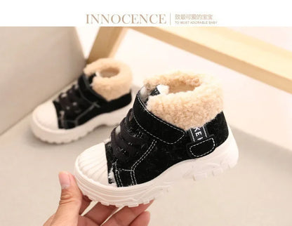 2021 kinder Warme Stiefel Winter Neue Jungen Plus Verdicken Samt Baumwolle Schuhe Mädchen Wasserdichte Kurze Stiefel Baby Baumwolle Stiefel