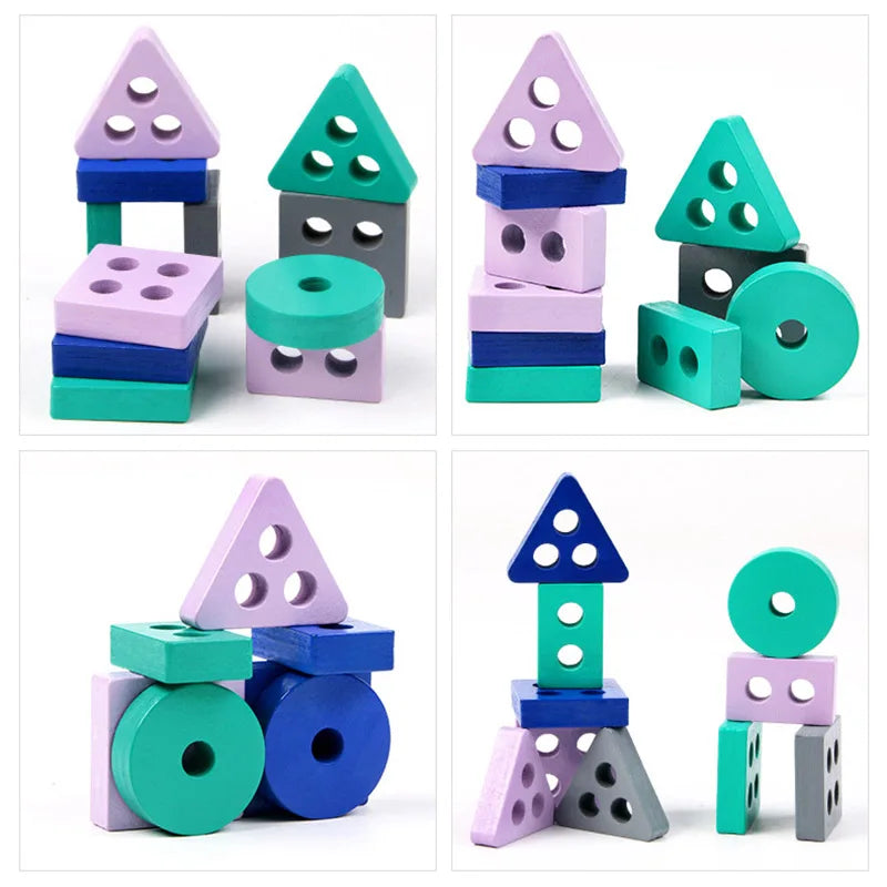 Montessori Holz Lernspielzeug - Formen & Farben Steckspiel - Pädagogisches Motorikspiel für Kinder