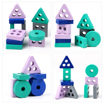 Montessori Holz Lernspielzeug - Formen & Farben Steckspiel - Pädagogisches Motorikspiel für Kinder