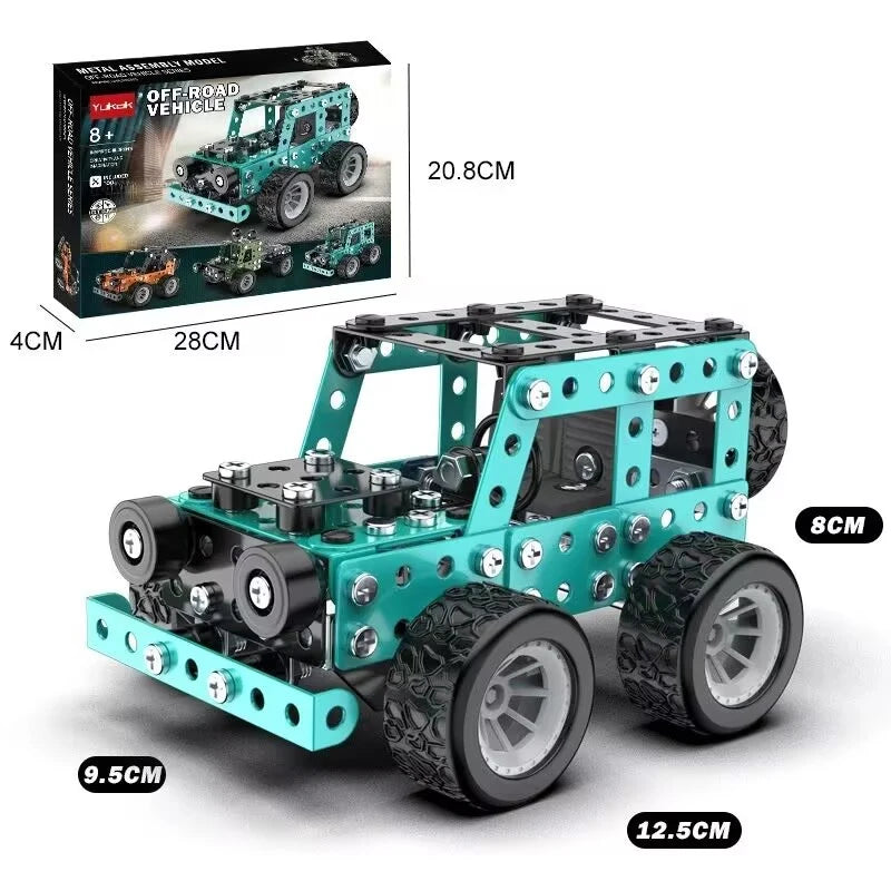 Metall Baukasten Auto - Technik Bauset für Kinder - Offroad Truck Modell zum Selberbauen