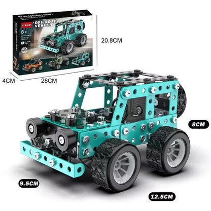Metall Baukasten Auto - Technik Bauset für Kinder - Offroad Truck Modell zum Selberbauen
