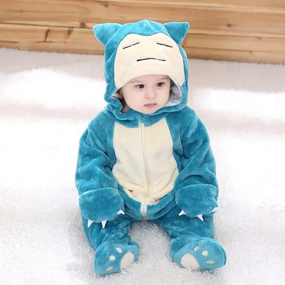 Miniso Pikachu Baby Overall Niedlicher Snorlax Strampler Kleinkind Säugling Neugeborenen Body Kinder Cosplay Winter Kapuzen Outfits