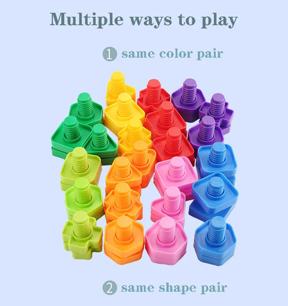 Schraub- & Steckspiel Lernspielzeug – Bunte Formen & Farben