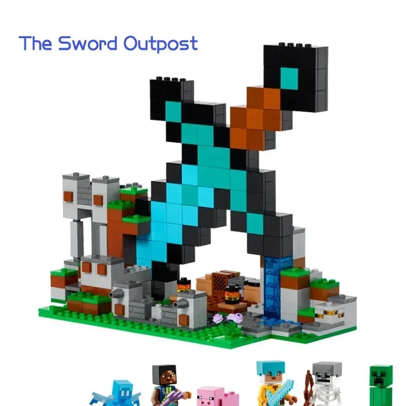 The Cave Village Mine Farm TreeHouse Deep Dark Battle Constructions Bausteinmodell Spielzeug DIY für Kinder Weihnachtsgeschenk