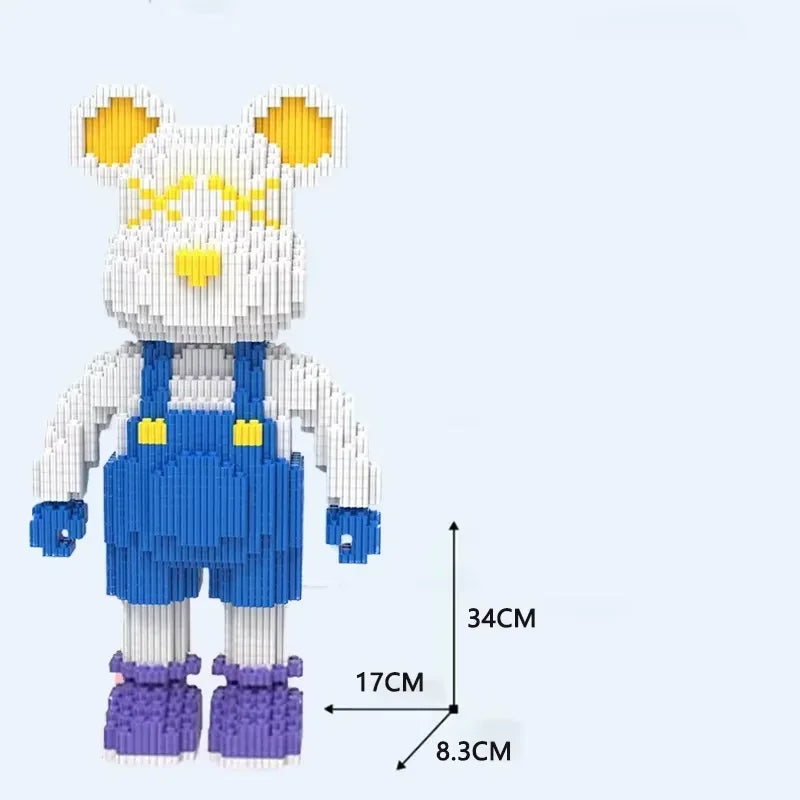 Bunter Bär mit Outfit -  Mini-Baustein Bausatz - Figurenset