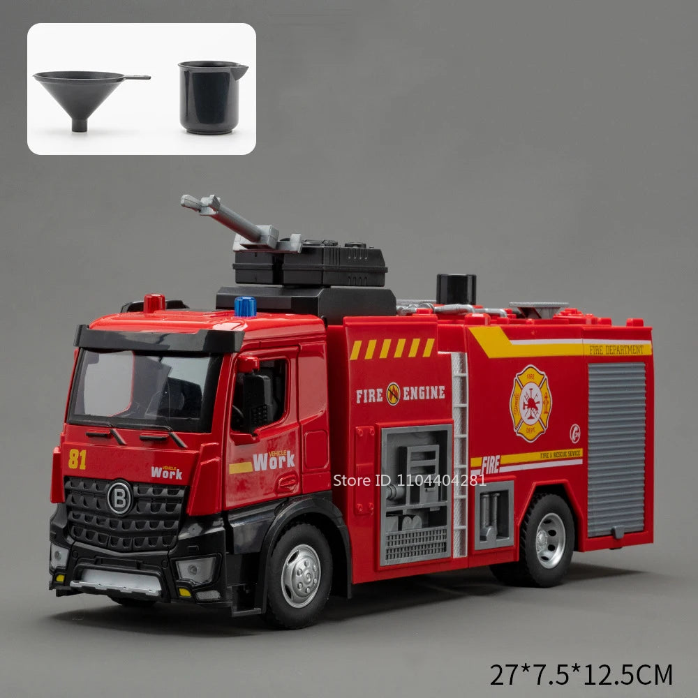 1:18 Electric Sanitation Garbage Truck Toy Cars Model Alloy Water Tanker Diecast Light Sound Vehicle Children's Educational Toys