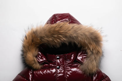 Kinder Winterjacke mit Fellkragen - Glänzend & Warm - Wasserdicht - 1-8 Jahre