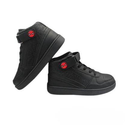 Kids'Casual Shoes Boys Cartoon PU Leather Spring Outdoor Flat Bottom Shoes For Anti-slip Soft Bottom Black Size 28-33