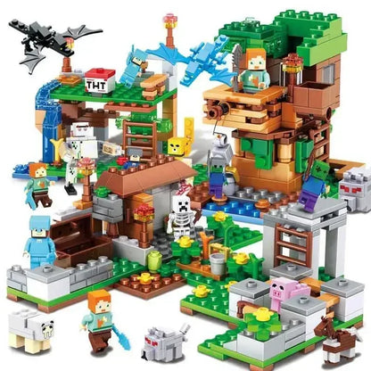 The Cave Village Mine Farm TreeHouse Deep Dark Battle Constructions Bausteinmodell Spielzeug DIY für Kinder Weihnachtsgeschenk