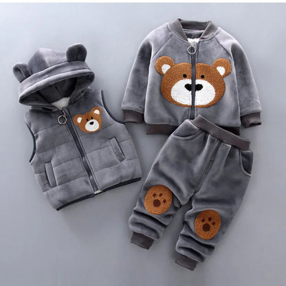3PCS Winter Herbst Kleinkind Baby Jungen Mädchen Kleidung Baby Pullover Mantel + Hosen + Kapuze Weste Outfit Set Infant warme Kleidung Anzüge