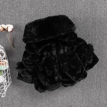 Mädchen Winter Plüschmantel mit Kunstfell & Pompons - Warm & Weich - 1-7 Jahre