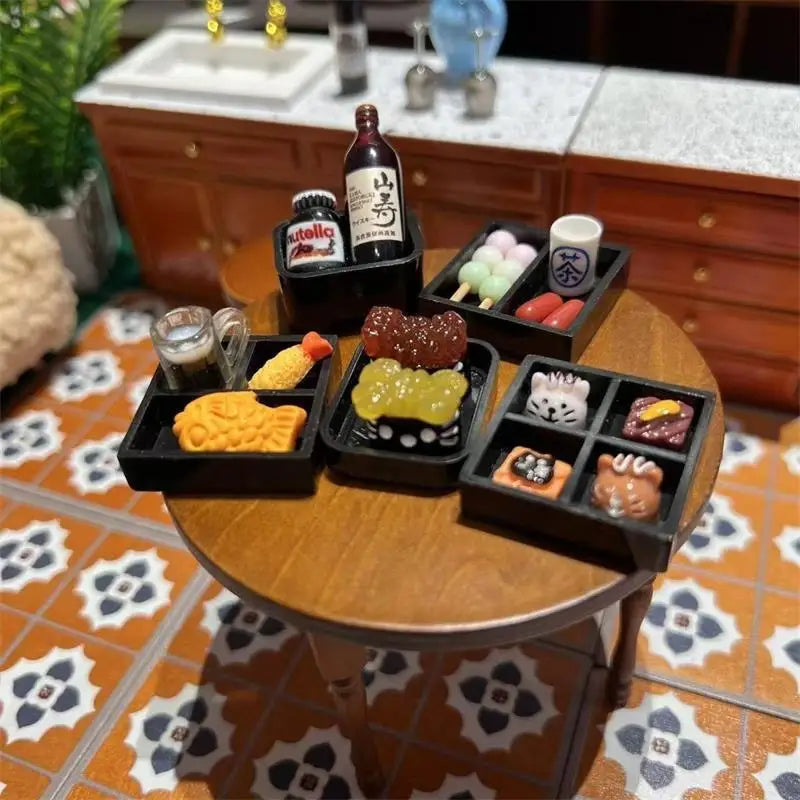 Kids Pretend Play Toys Set, 5-Piece Japanese Cuisine Models, Miniature Dollhouse Kitchen Accessories, Gift and Ornament