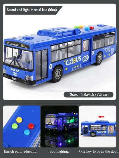 Hohe Qualität Simulation Bus Große Größe Drop-beständig Licht Musik Trägheit Bus Modell Zurückziehen Auto Pädagogisches Spielzeug Geschenke