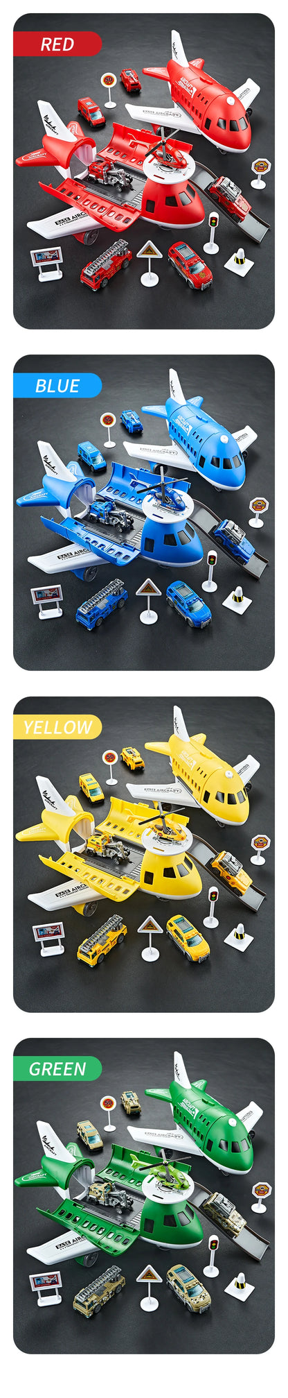 Flugzeug Spielset inkl. Autos, Helikopter & Verkehrszeichen