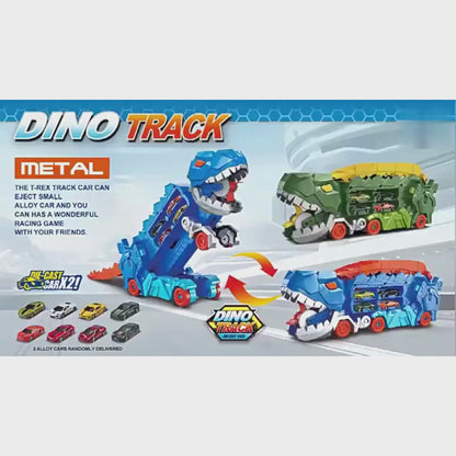 Dinosaurier Auto Rennbahn & Transporter - Mit 2 Metallautos